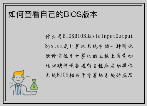 如何查看自己的BIOS版本